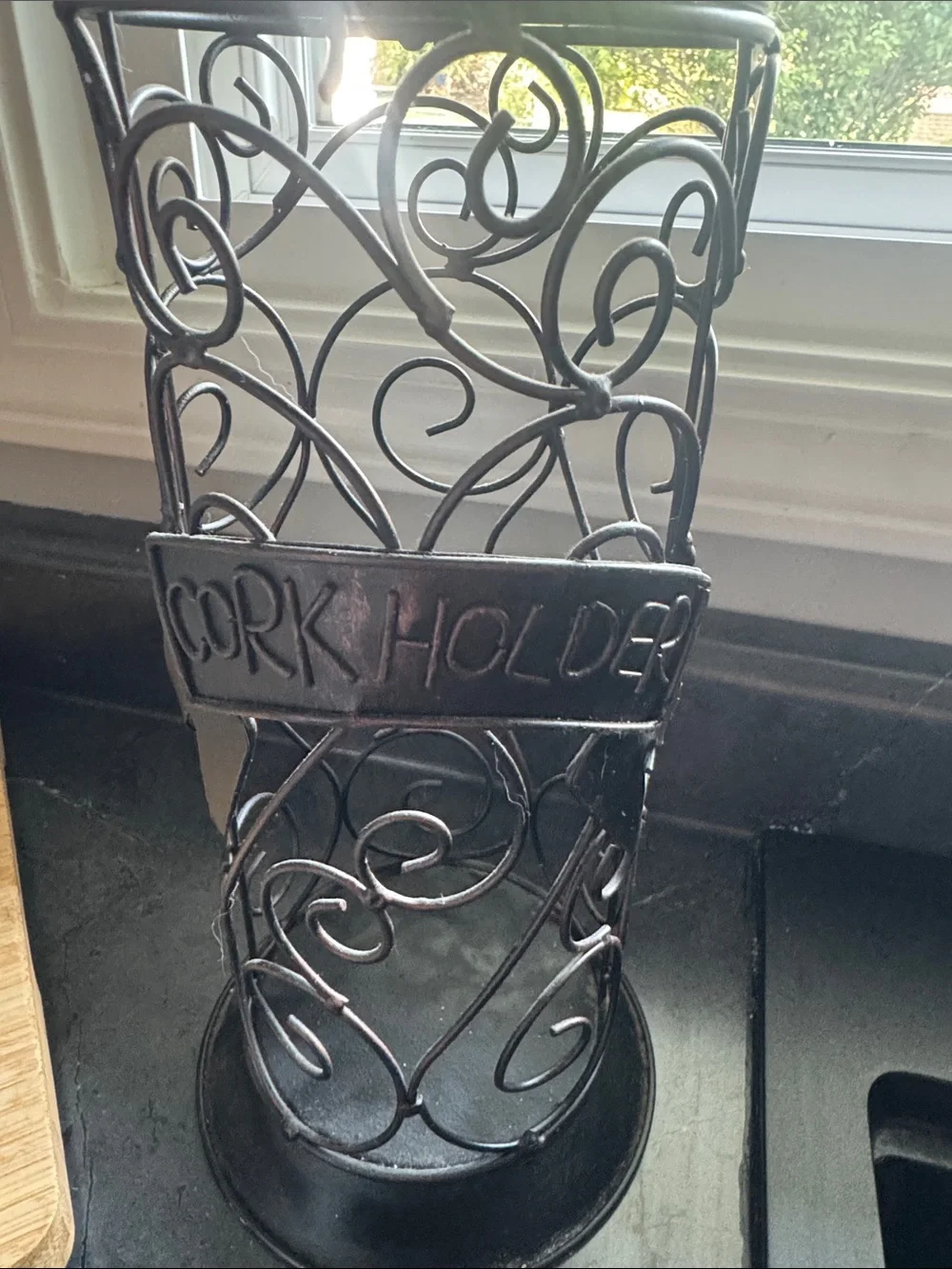 Decorative dark Bronze Metal Cork Holder - Wine Bottle Stand